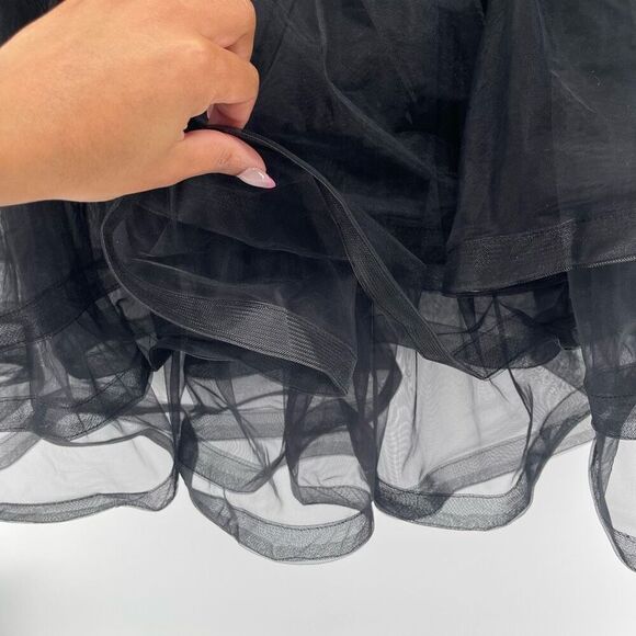 SHEIN Curve Black Ribbed Knit Skirt with Tulle Hem – High Waisted Pull-On 4XL - Picture 7 of 10